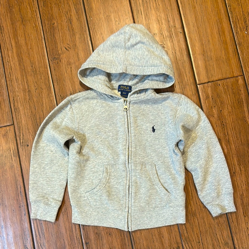 Polo by Ralph Lauren Gray Zip-Up Hoodie Sweatshirt 4 4T EUC Jacket